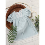 Toddler Girls Summer Lace Trim Dress – Puff Short Sleeve Crew Neck Princess Outfit, Cute Party Dress for Birthdays & Special Occasions