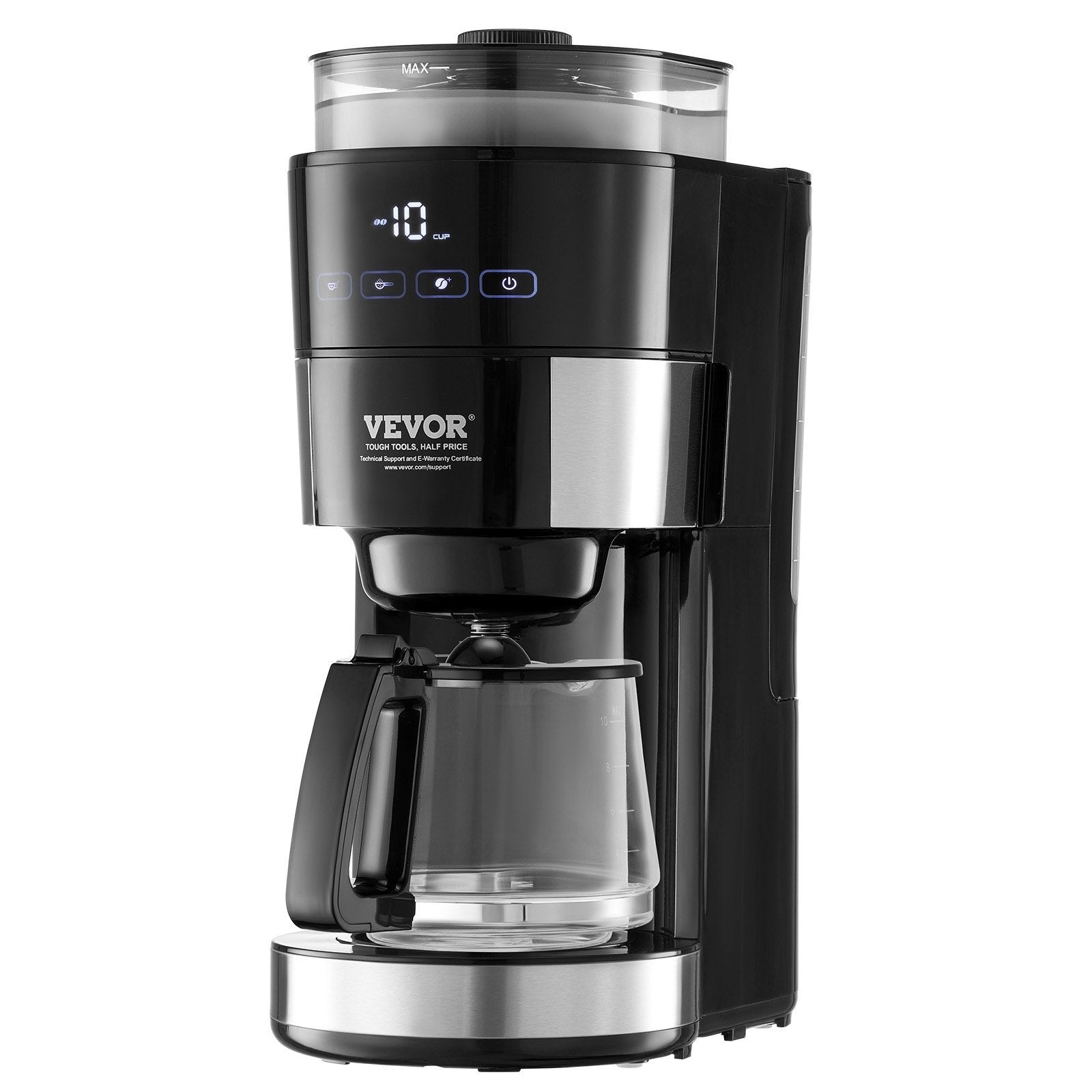 Vevor 10-Cup Drip Coffee Maker ☕ Programmable Coffee Machine with 3 Brew Strength Control – Home & Office