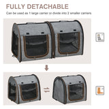 Portable Soft-Sided Pet Carrier with Divider – Two-Compartment, Padded, Foldable & Storage Bag Included