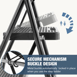 Durable 3-Step Folding Ladder with Safety Buckle