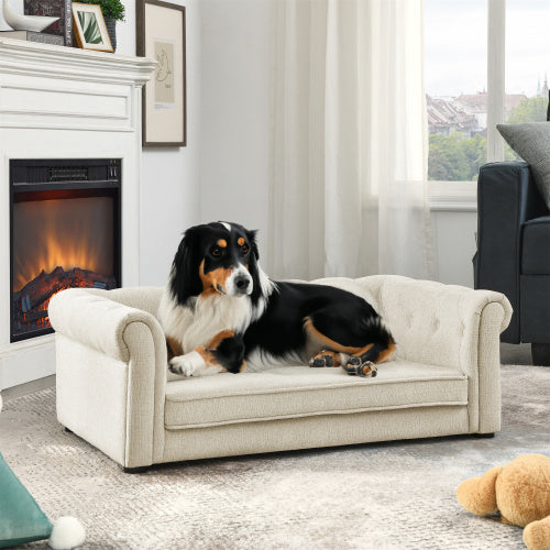 Elegant Rectangular Pet Bed – Washable Cushion Sofa with Non-Slip Base for Medium & Large Dogs, Supportive Orthopedic Design