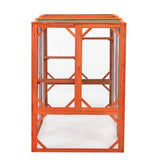 Outdoor Wooden Cat House – Waterproof Asphalt Roof & Fir Mesh Enclosure (Orange)