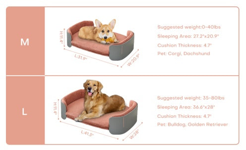 Scandinavian Style Cat Couch Bed – Indoor Pet Sofa with Elevated Design, Removable Mattress Cover & Modern White/Grey Finish
