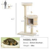 PawHut 3-Level Cat Tree with Sisal Scratching Posts & Badminton Toy