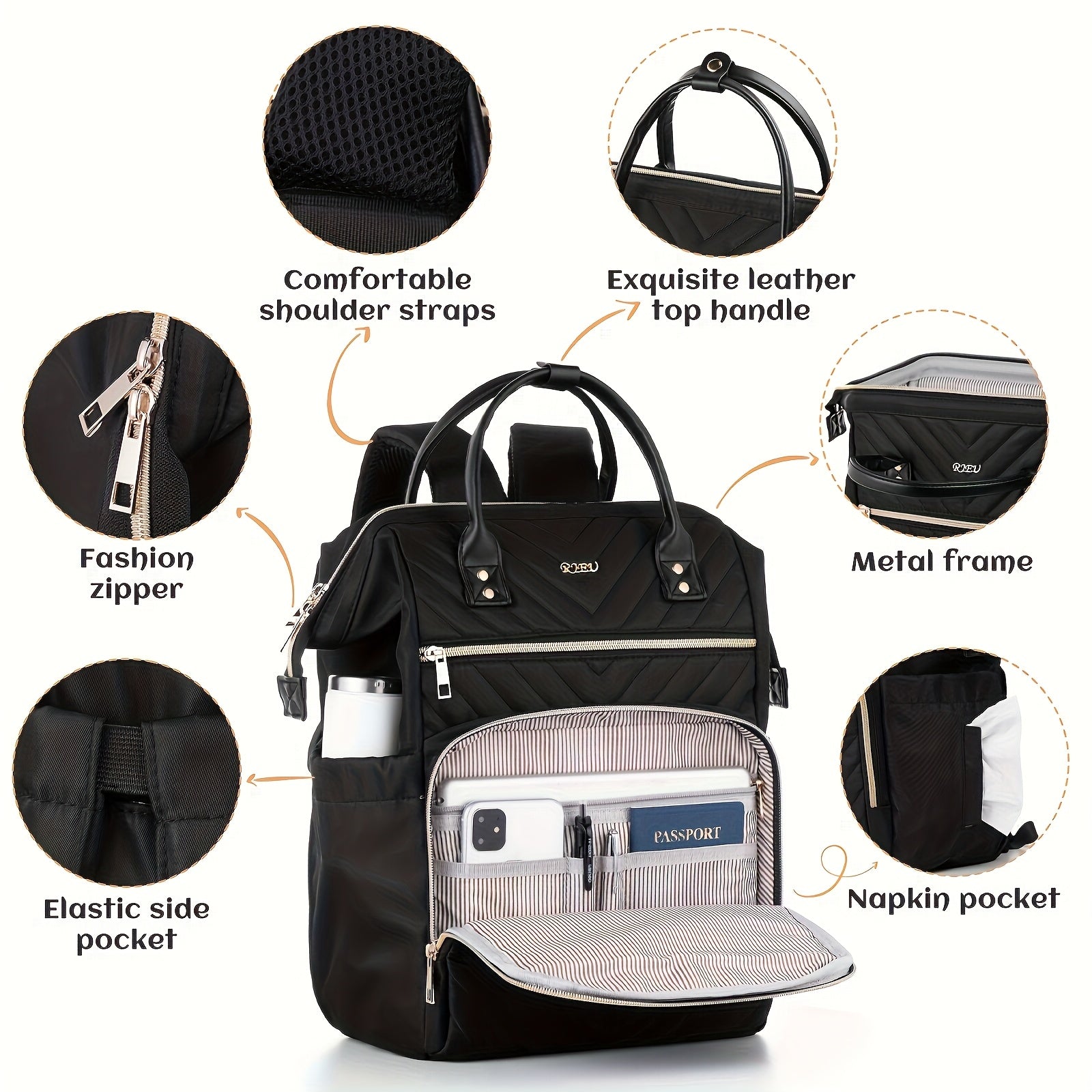 YAMTION High-Quality Women’s Laptop Backpack – Oxford Fabric, Soft-Shell, Multi-Compartment Bookbag for College, Travel & Office 👜