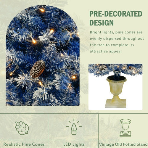 Pre-Lit Christmas 4-Piece Artificial Tree Set – Entrance Trees, Garland & Wreath with LED Lights