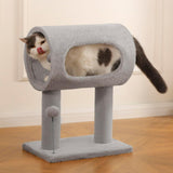 Gray Indoor Cat Tree – 20.5″ Climbing Tower with Scratching Post, Tunnel Bed & Hanging Ball Toy