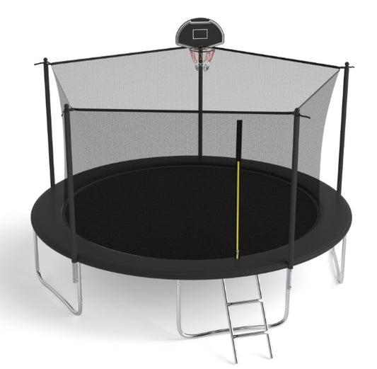 14-ft Trampoline with Safety Enclosure Net & Basketball Hoop – Outdoor Jumping Set