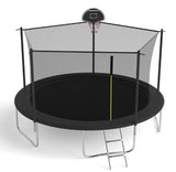 14-ft Trampoline with Safety Enclosure Net & Basketball Hoop – Outdoor Jumping Set
