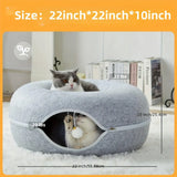 Peekaboo Cat Cave for Indoor Cats, Cat Donut Cat Tunnel Bed, Scratch Resistant Cat Toys for Medium Large Cats - PulinGO