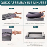 Mewoofun Orthopedic Dog Bed – XL Grey Egg Crate Foam Mattress with Washable Waterproof Cover for Large Dogs