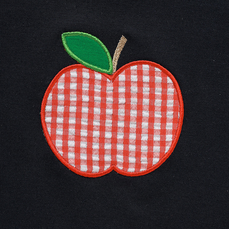 Toddler Baby Boy Back to School Outfit – Summer Appliqué T-Shirt & Red Gingham Shorts 2PCS Set