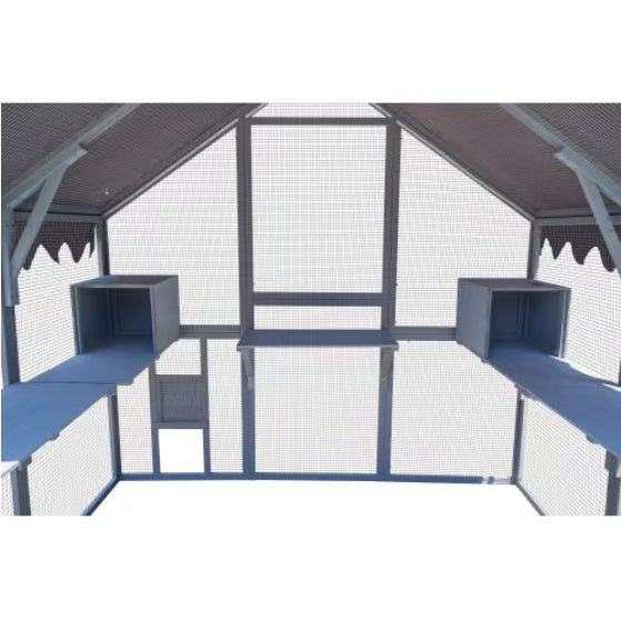 Outdoor Cat House & Enclosure – Weatherproof Wooden Cat Shelter with Secure Run and Multi-Level Platforms