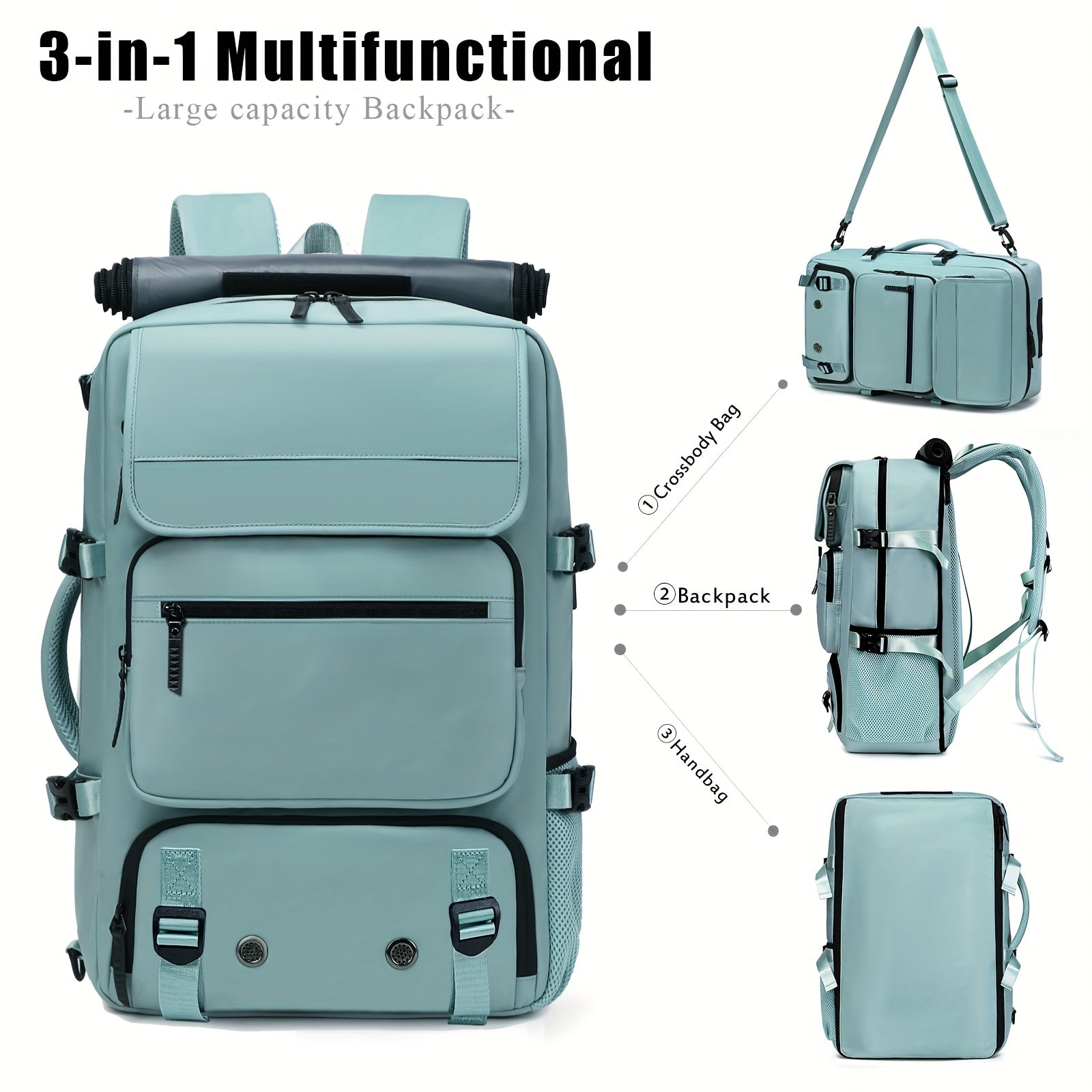 2025 New Multi-Functional 16″ Laptop Travel & Business Backpack for Men & Women – Large Capacity with Shoe Pocket & Crossbody Straps 🎒