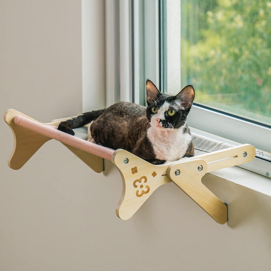 Adjustable 2-in-1 Cat Window Perch Sunbathing Seat – Pink, Holds 40 lbs