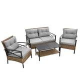 4-Piece Outdoor Patio Furniture Set - All-Weather Rattan Wicker Sectional Sofa