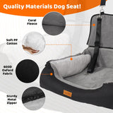 Coral Fleece Dog Booster Seat – Pet Travel Bed with Storage & Clip-On Leash for Large Dogs (70 lbs) or 2 Small/Medium Dogs