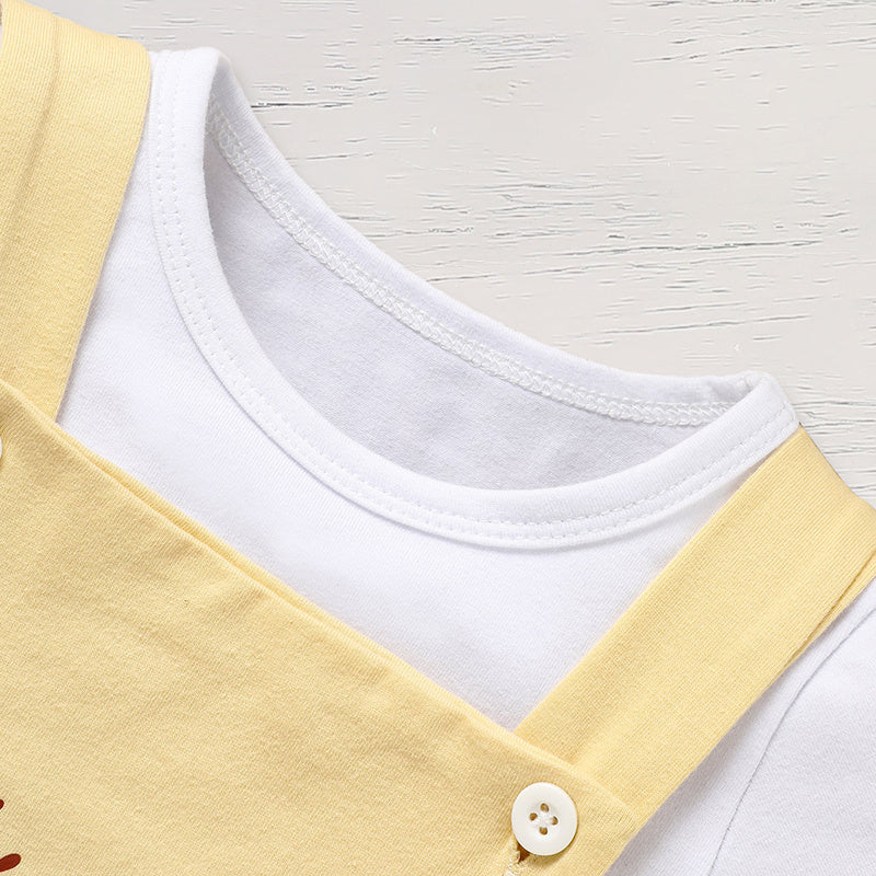 Infant Baby Boy Gentleman Outfit – Short Sleeve T-Shirt & Suspender Romper Jumpsuit Set for First Birthday