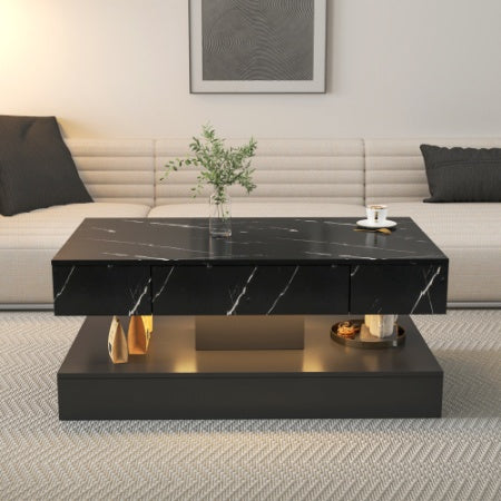 Modern High Gloss Coffee Table with RGB LED Lights & Remote Control