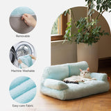 Mewoofun Plush Cat Bed – 26"x19"x13" Washable Fluffy Couch with Non-Slip Bottom for Indoor Cats, Puppies & Small Dogs