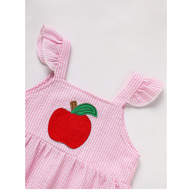 Kids Baby Girl Back to School Outfit – Summer Ruffle Sleeve Applique Top & Shorts Set, Cute First Day of School Clothes for Girls