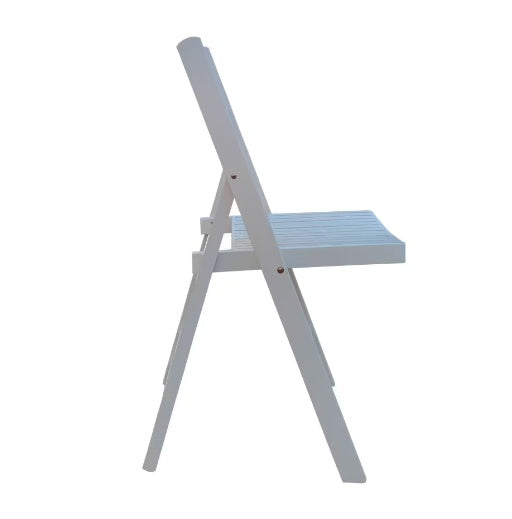 Furniture Slatted Wood Folding Special Event Chairs – Set of 4, Solid Wood, White Finish, Foldable & Versatile