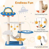 49" Tall Cat Tree Tower with UFO Space Capsule Top Perch & Sisal Scratching Posts – Multi-Level Indoor Cat Furniture