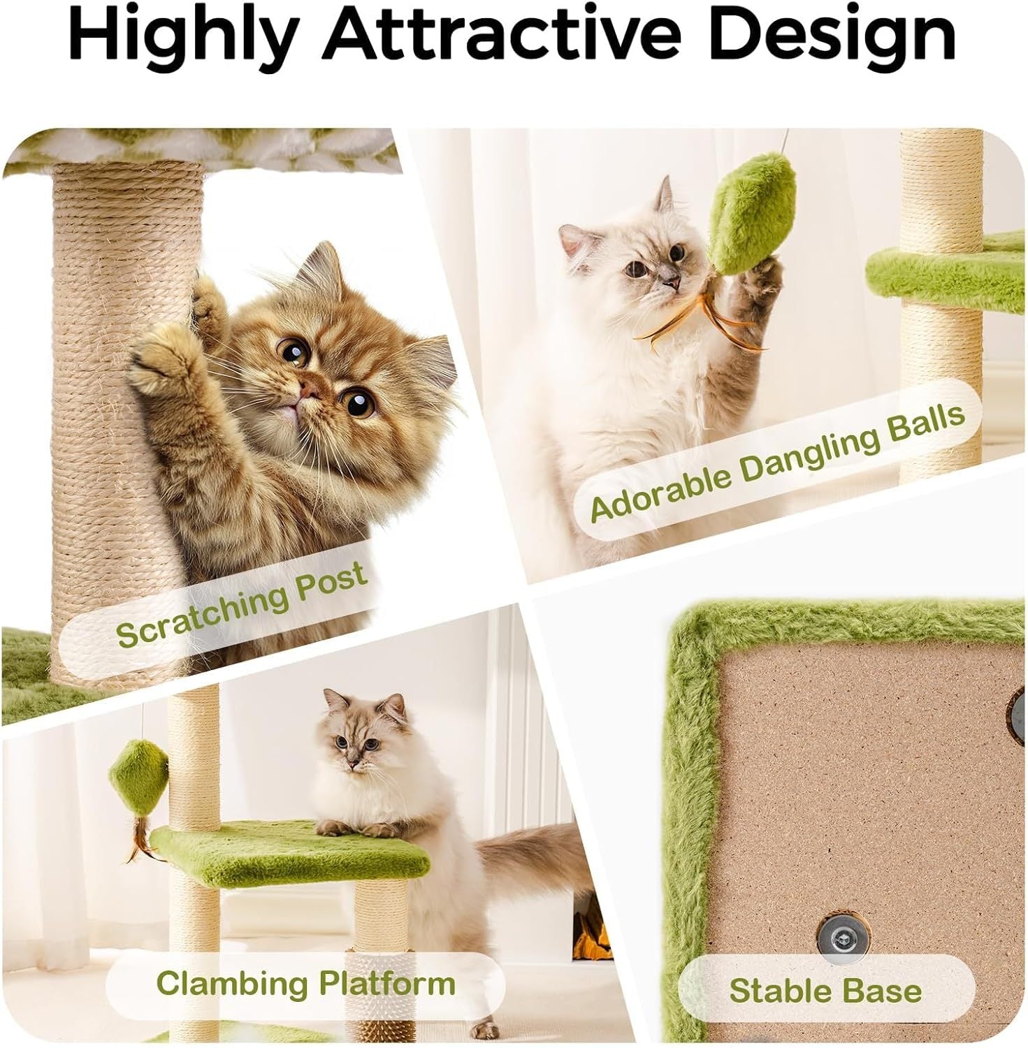 Mewoo Large Cat Tree Tower – Multi-Level Scratching Post with Removable Perch & Interactive Toys for Indoor Cats