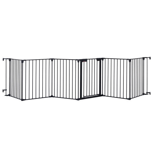 150″ Adjustable 6-Panel Metal Safety Gate – Foldable Freestanding Play Yard & Safety Fence