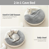Mewoofun Enclosed Cat Bed Cave – 22"x22" Washable Pet Bed with Blanket & Non-Slip Base for Cats & Small Dogs