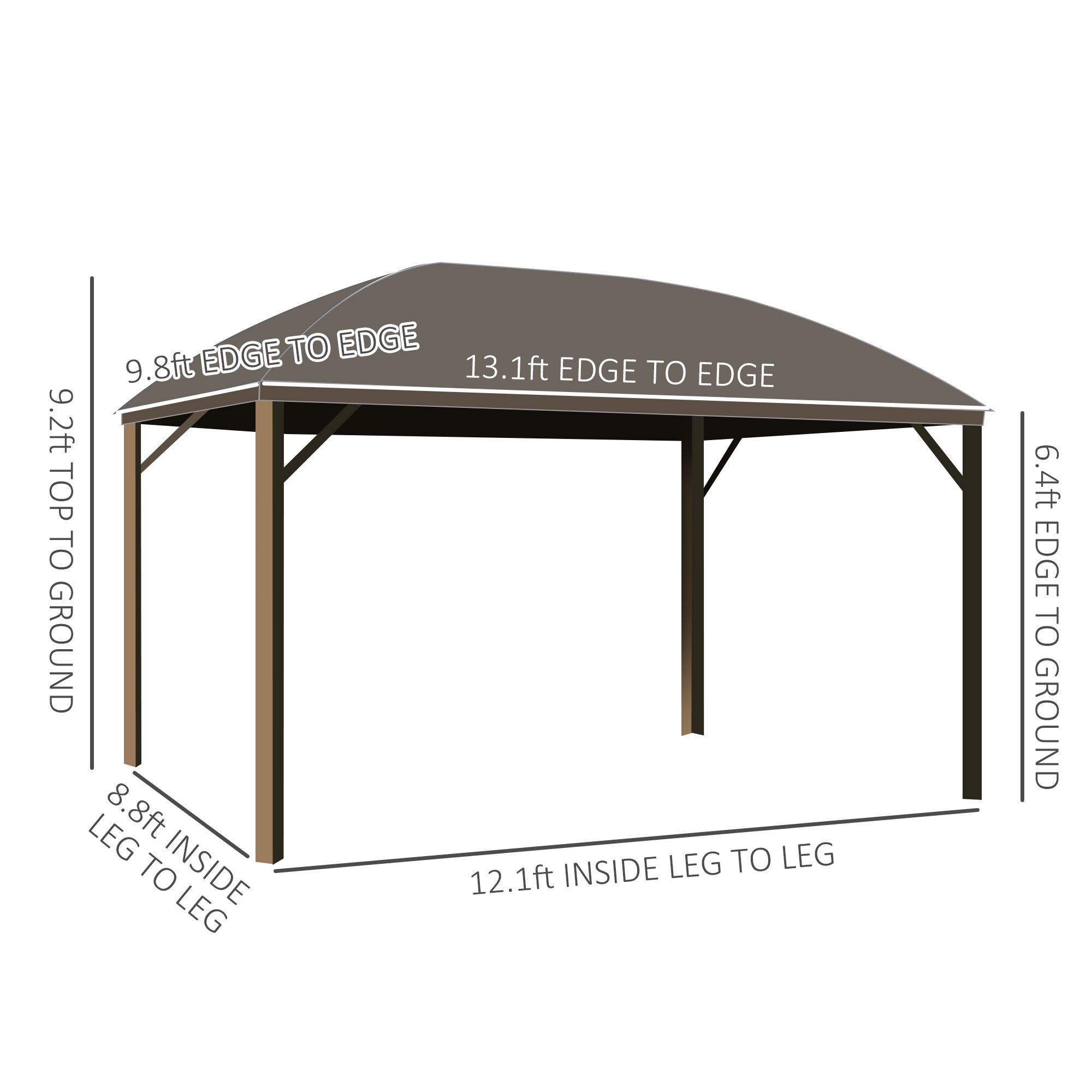 10 × 13 ft Hardtop Gazebo – Steel Roof Canopy with Curtains, Netting, Aluminum Frame, Ceiling Hook, Gray