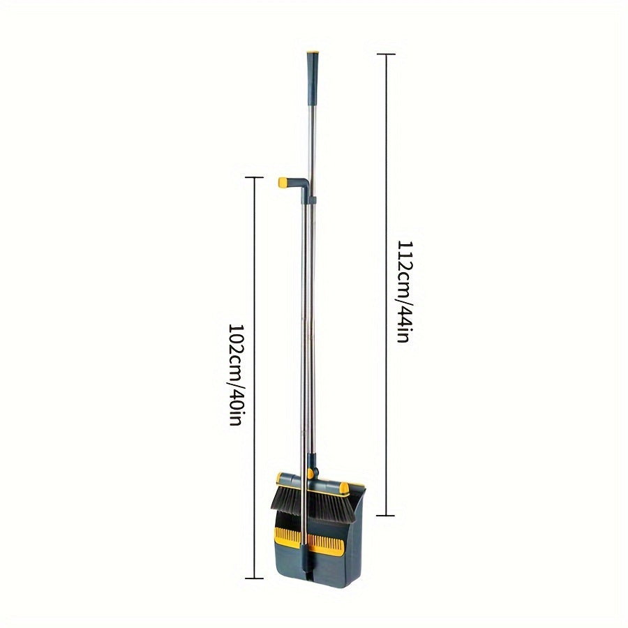 Thickened Rotatable Foldable Stainless Steel Rod Broom & Dustpan Set – Indoor Cleaning Supplies