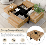 Modern Round Coffee Table with 360° Rotating Top & 4 Hidden Storage Compartments