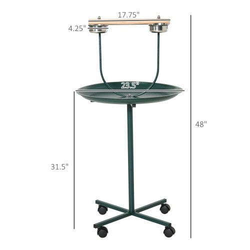 Rolling T-Bracket Bird Training Playground – Portable Activity Stand with Perch, Bird Play Gym & Exercise Stand