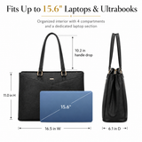 Women’s Waterproof Vegan Leather Laptop Tote Bag – 15.6-Inch Office & Business Work Handbag