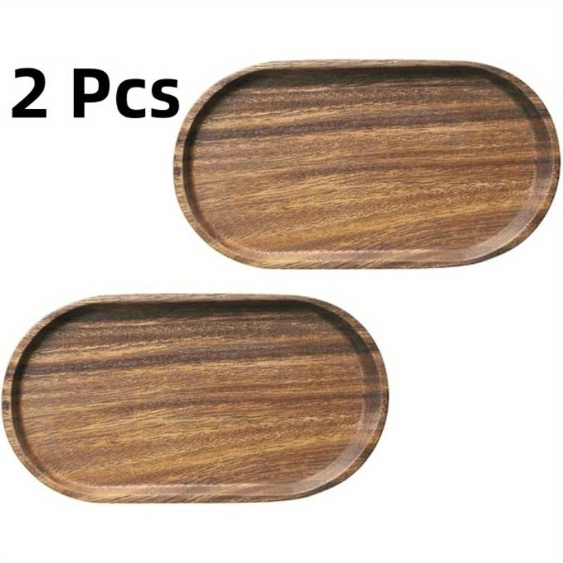 2-Piece Japanese-Style Wooden Serving Tray Set – Space-Saving, Elegant Minimalist Design