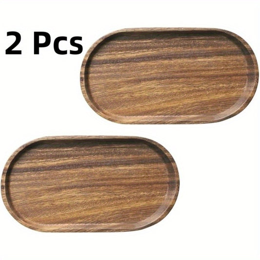 2-Piece Japanese-Style Wooden Serving Tray Set – Space-Saving, Elegant Minimalist Design