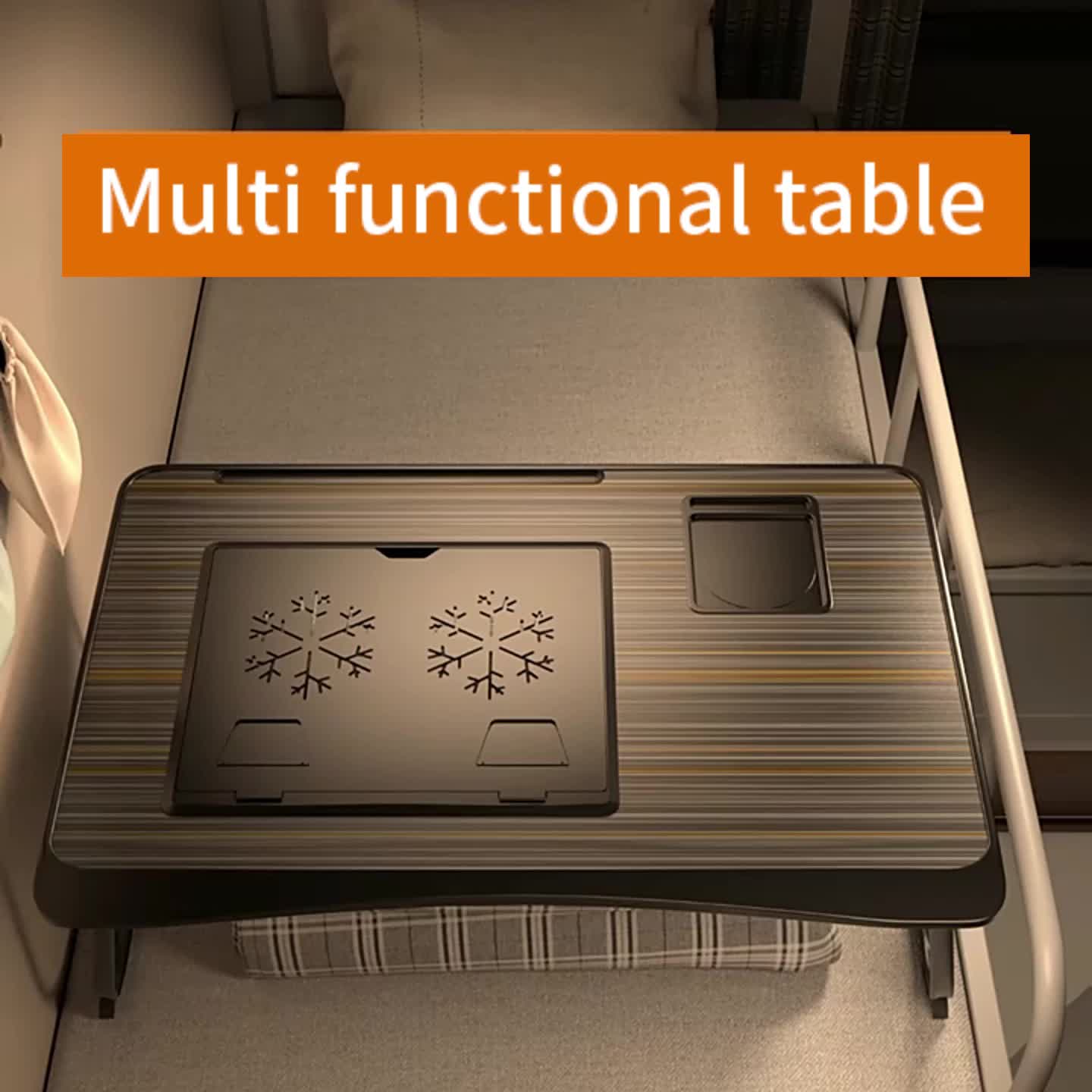 Foldable Laptop Desk for Bed or Couch – Work-from-Bed Table with Cup Holder, Drawer & Adjustable Legs