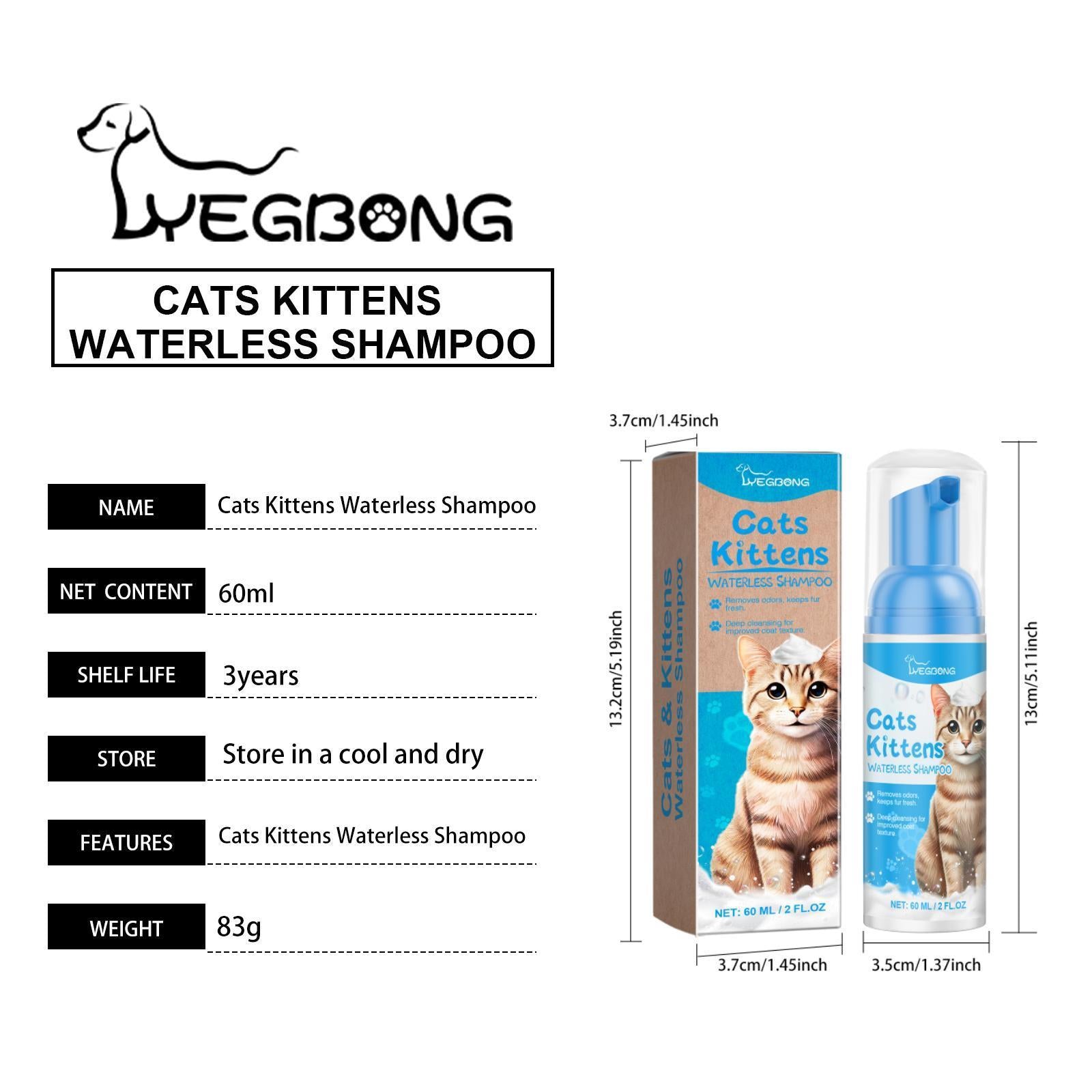 Yegbong Cat Cleaning Mousse – Gentle, Non-Irritating Foam for Quick, Waterless Pet Hygiene