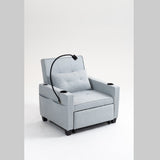 3-in-1 Convertible Sleeper Chair Bed with USB Ports - Pull-Out Futon Armchair (Grey)