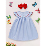 Baby Girls 4th of July Dress 🇺🇸 Gingham Flag Color Block Outfit 🎆