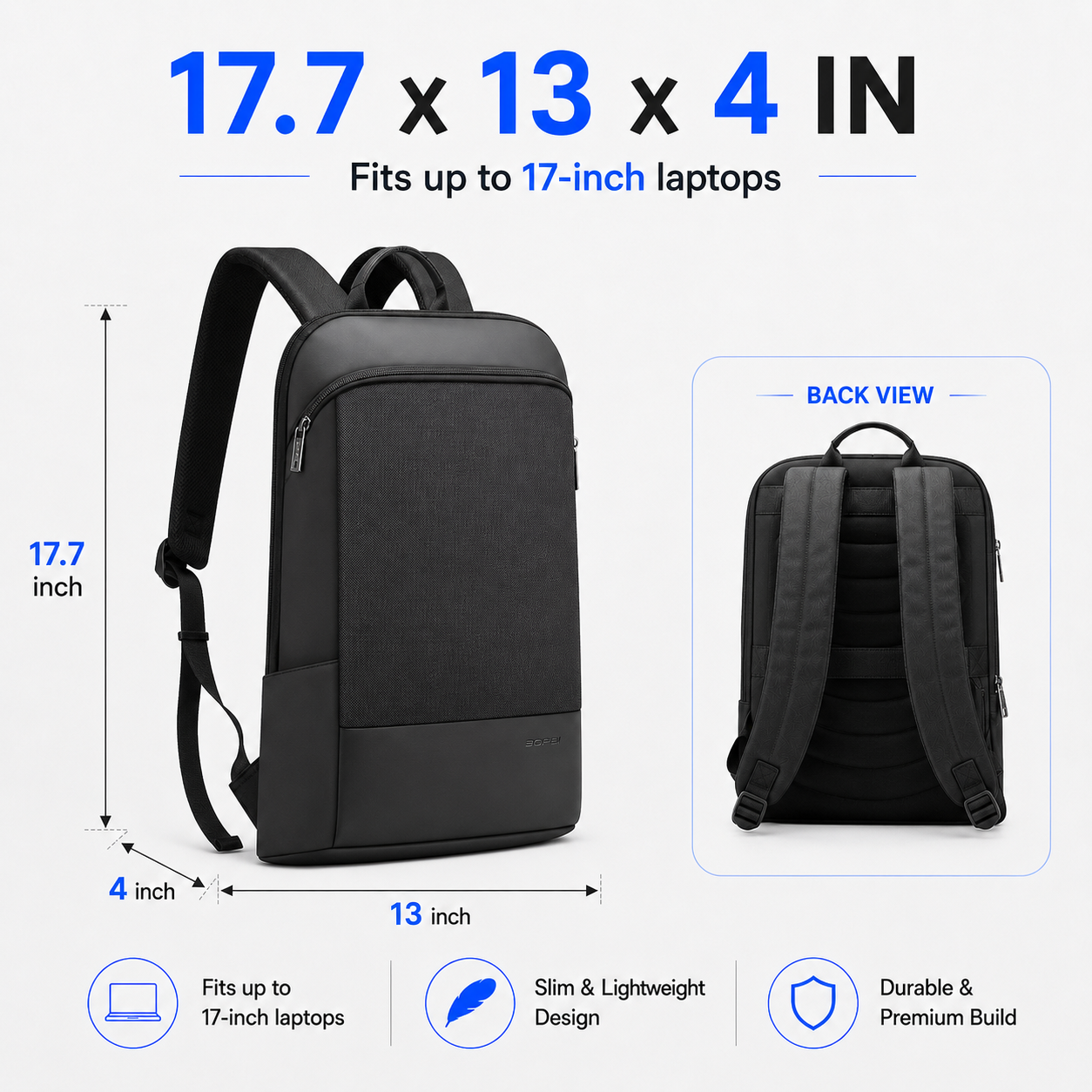 17-Inch Super Slim Anti-Theft Laptop Backpack – Water-Resistant Business & Travel Bag