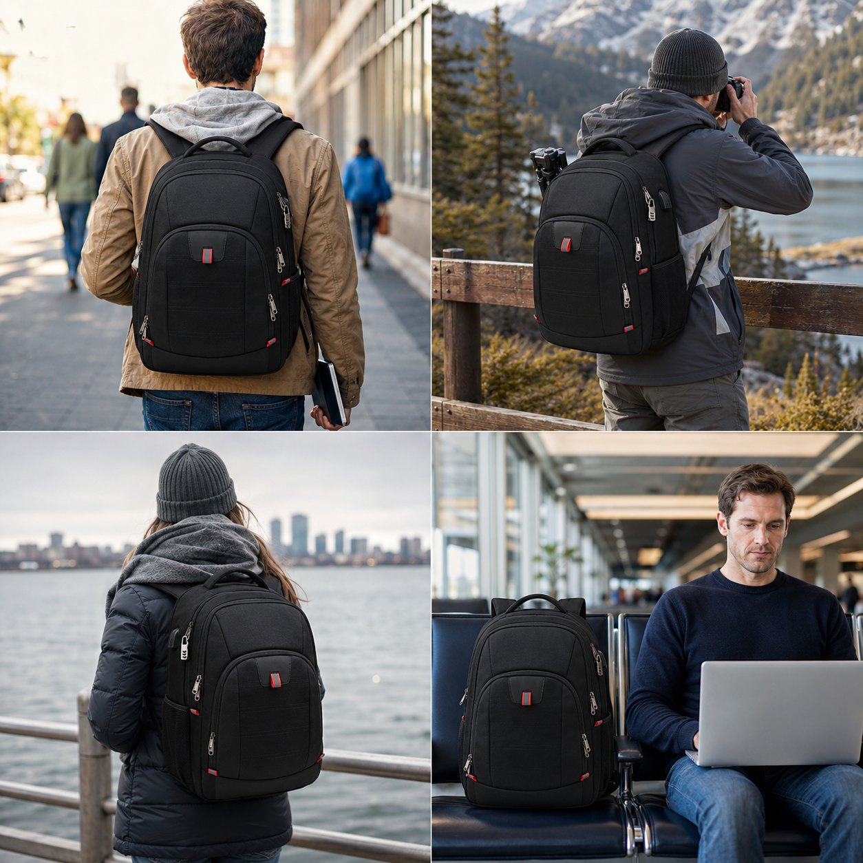 32L Anti-Theft Laptop Backpack – 17.3" Business Travel Backpack with USB Charging