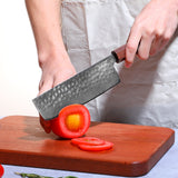 Qulajoy 8‑Inch Japanese Damascus VG‑10 Chef Knife – Hammered Blade with Octagonal African Rosewood Handle & Sheath