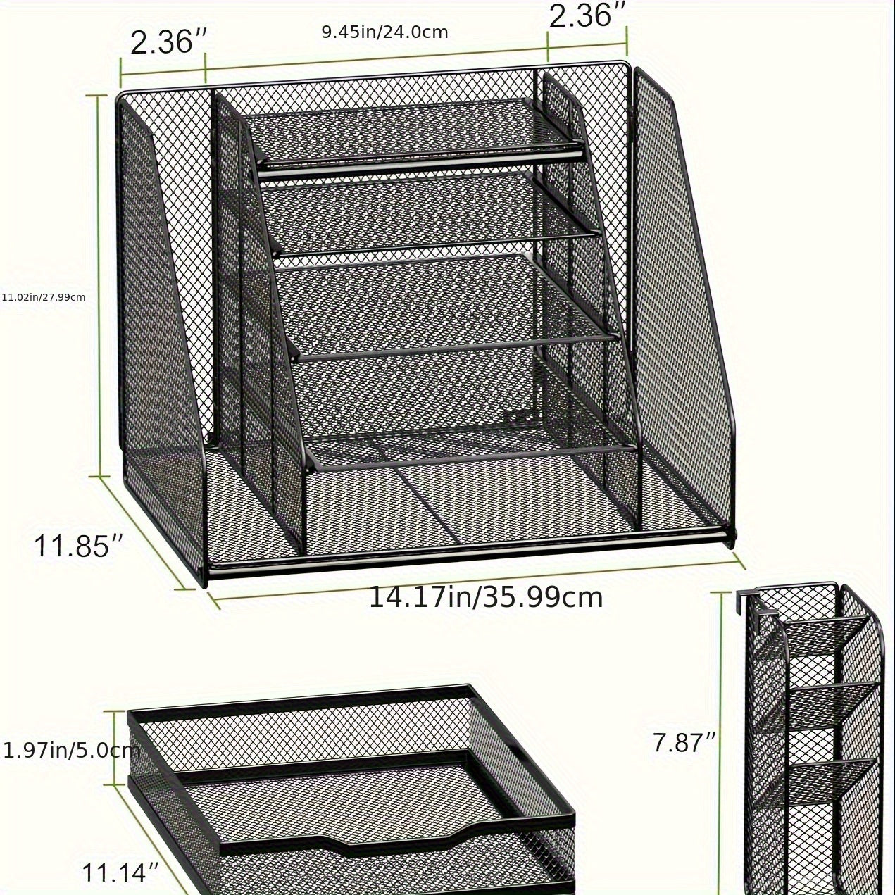 5-Shelf Mesh Desktop Organizer with File Shelf, Sliding Drawer & Large Pen Holder – Multi-Function Desk Storage for Home & Office 🗂️