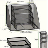 5-Shelf Mesh Desktop Organizer with File Shelf, Sliding Drawer & Large Pen Holder – Multi-Function Desk Storage for Home & Office 🗂️