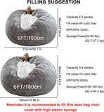 Big Round PV Velvet Bean Bag Cover (5 ft) – Soft Fluffy Cover Only, No Filler