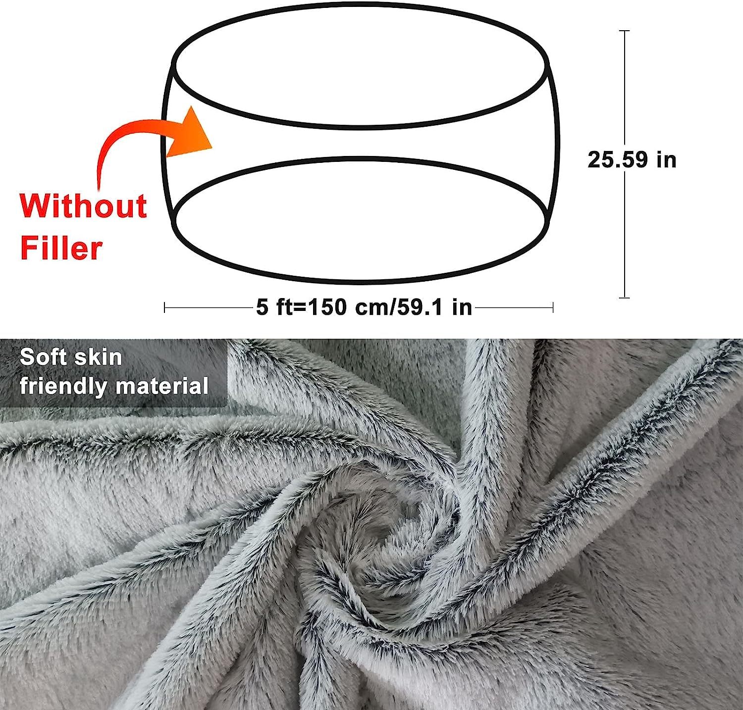 Big Round PV Velvet Bean Bag Cover (5 ft) – Soft Fluffy Cover Only, No Filler