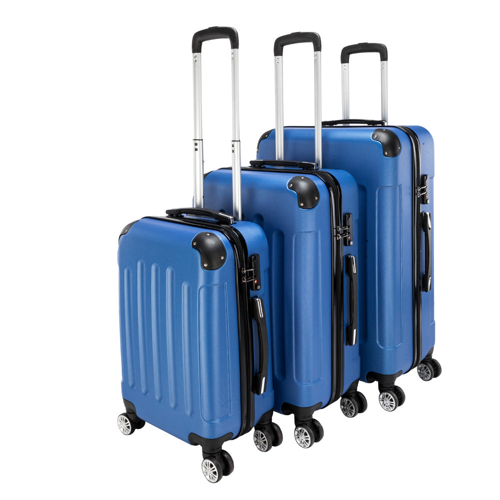 3-Piece ABS Hard Shell Luggage Set – Lightweight Spinner Suitcases with TSA Lock (20/24/28 Inches, Blue)