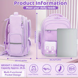 Sanrio Kuromi Large Capacity Purple Backpack Set – 50 Stickers, Pendant Accessories, 6 Badges, Pen Box & Stationery Set